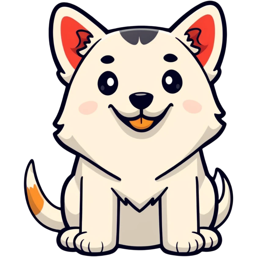 a dog with a half-human body, cartoon sticker style emoji