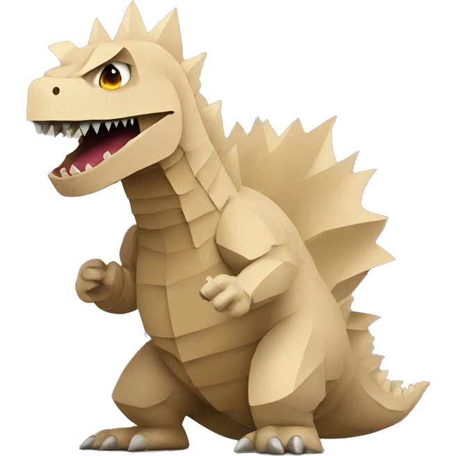 beige colored paper godzilla emoji