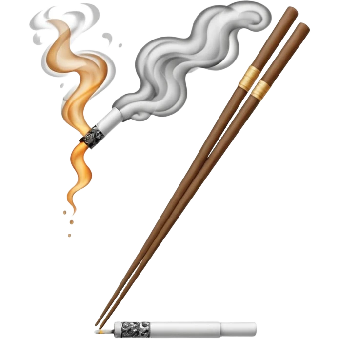 The chopsticks 🥢 emoji with smoke of a cigarette 🚬 emoji