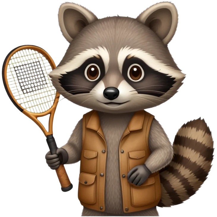 tennis racket being held by a raccoon hand emoji