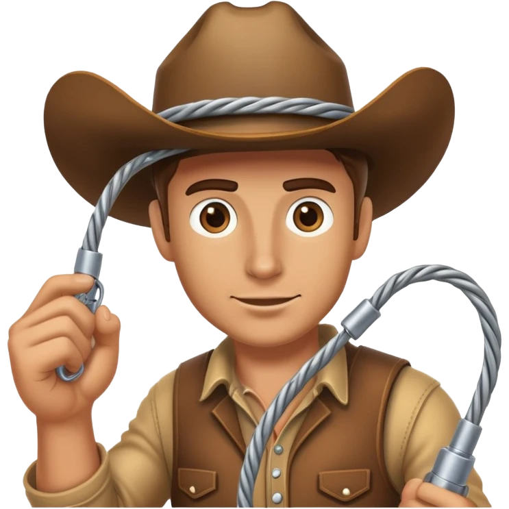 Cowboy pulling cable emoji
