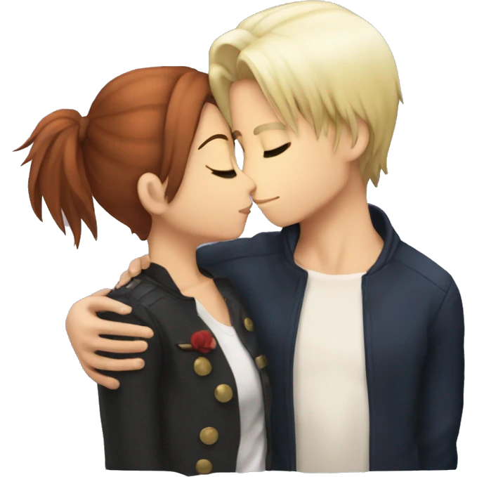 a girl with light brown skin kissing shoto todoroki emoji
