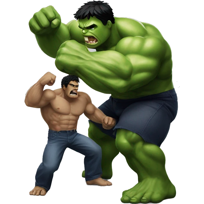 Hulkbluster fighting with hulk emoji