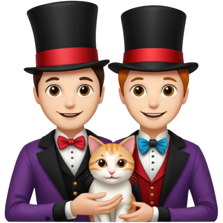 magician couple and their pet cat emoji