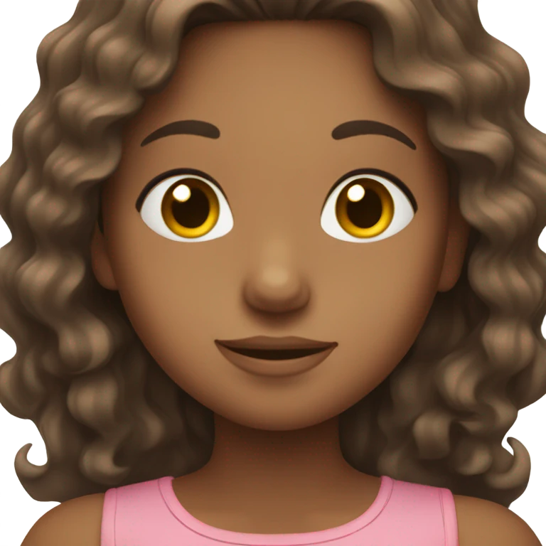 Brown brunette girl with wavy hair blushing  emoji
