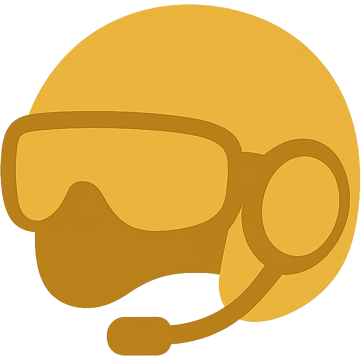 golden pilot helmet, simple flat gold, minimal details emoji