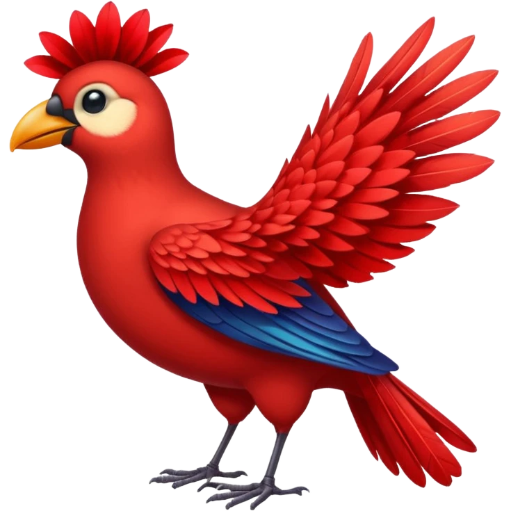 A bird carrying a red flower emoji