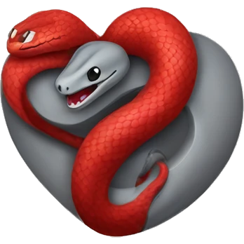 red snake hugging a grey heart emoji
