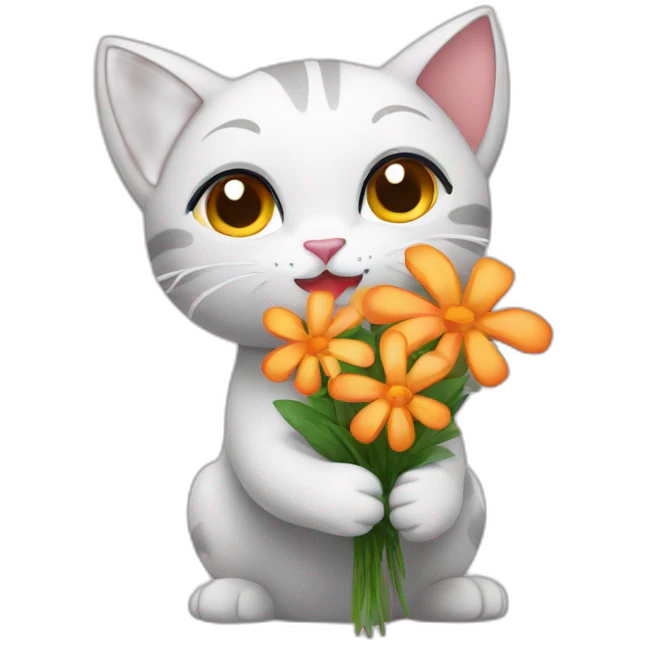 Cat giving flowers emoji