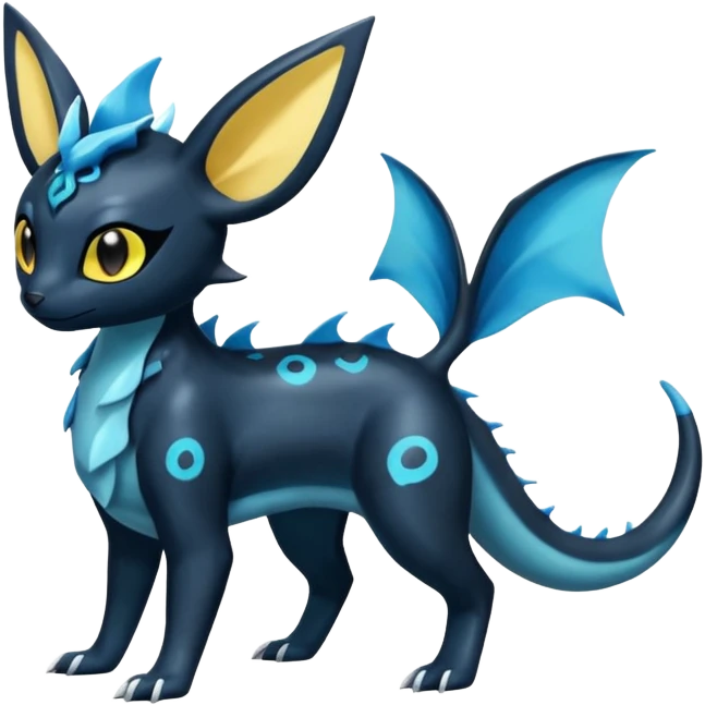 Umbreon-Amaura-Vaporeon-Salandit-Fakémon-fusion (full body) emoji
