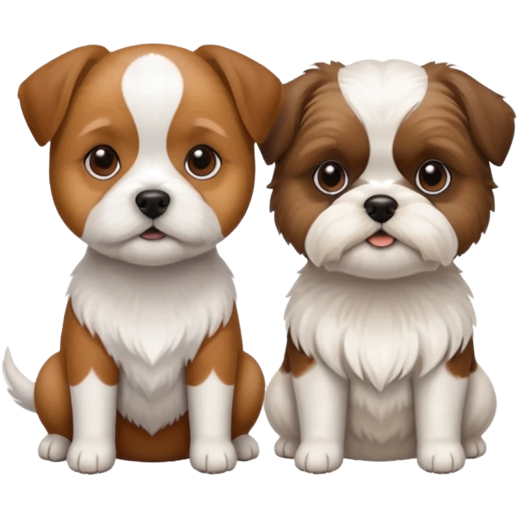 two dogs sitting next to each other: one jack rassel, one shizu emoji