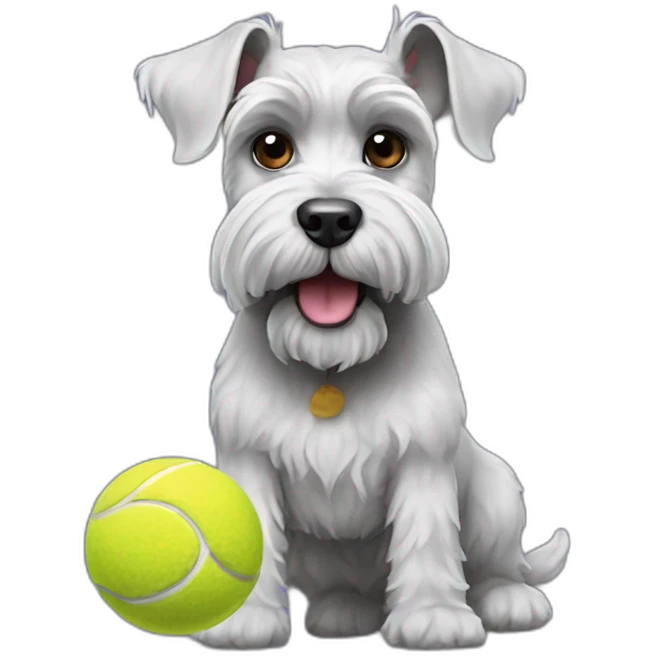 Full body schnauzer tennis ball in mouth emoji