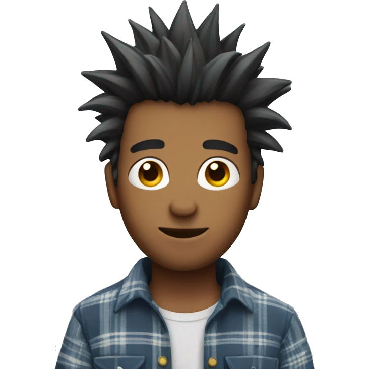 guy with spiky hair wearing a flannel  emoji