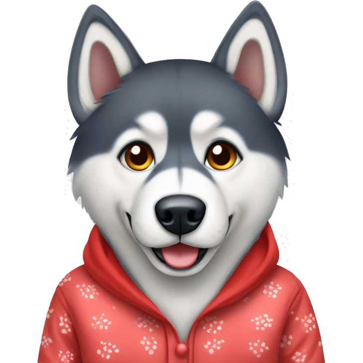 Husky wearing red pajamas  emoji