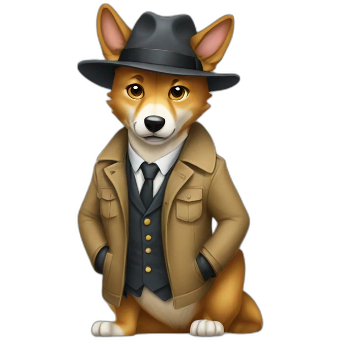 A dingo dressed as a detective emoji