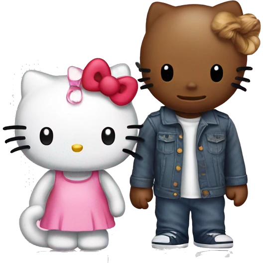 hello kitty with her boyfriend kitty emoji