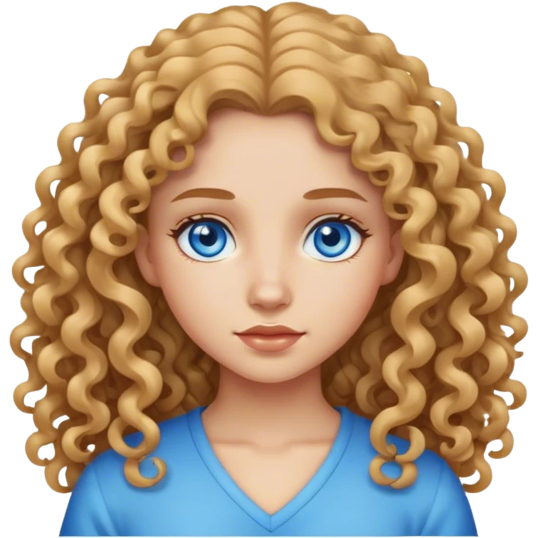 Girl with Long curly Hair Blue eye and light Skin  emoji
