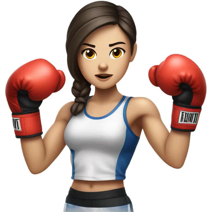 white brunette girl boxing emoji