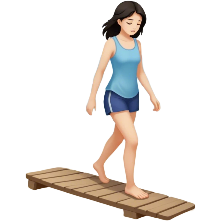 Dunkelhaarige frau wie sie am strand in etwas reintritt und sich verletzt emoji