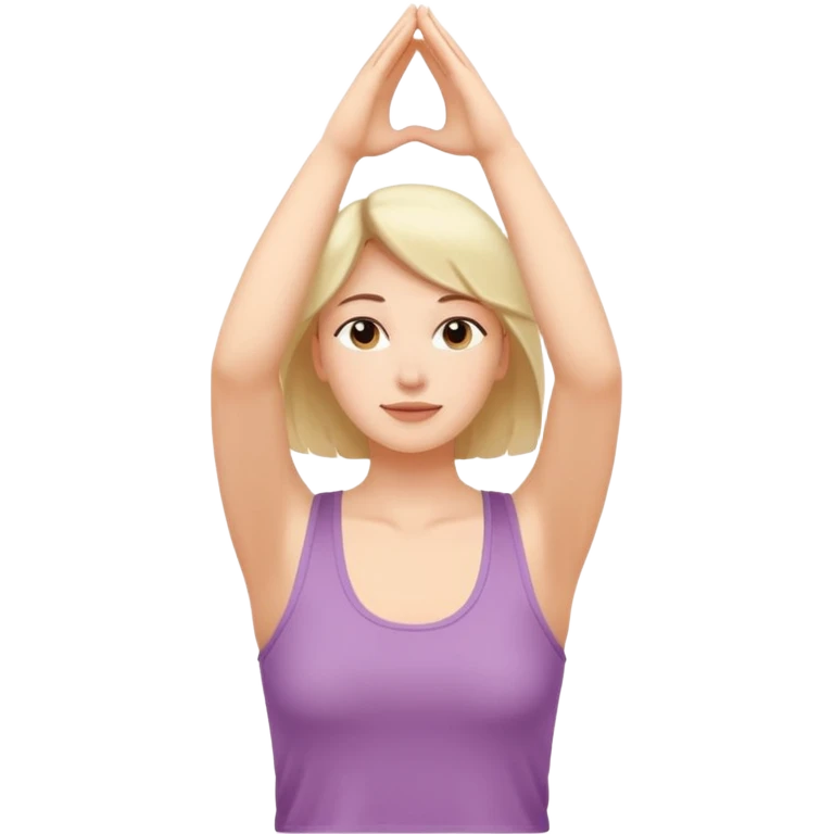 A woman who just woke up, stretching lazily with her hands raised emoji