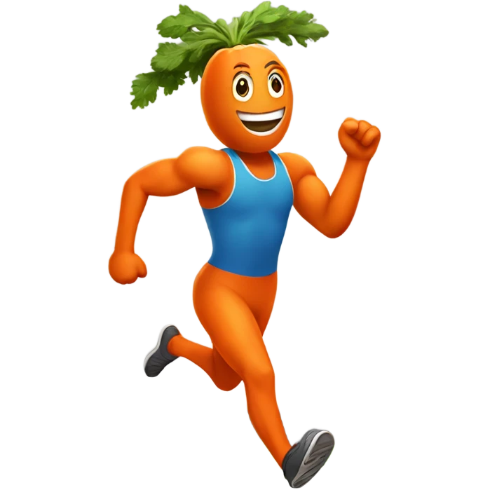 sprinting carrot with arms, legs, and a headband emoji