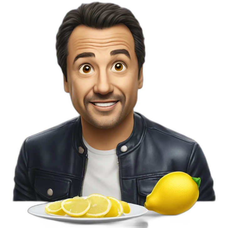 Gigi D'Alessio che mangia un limone emoji