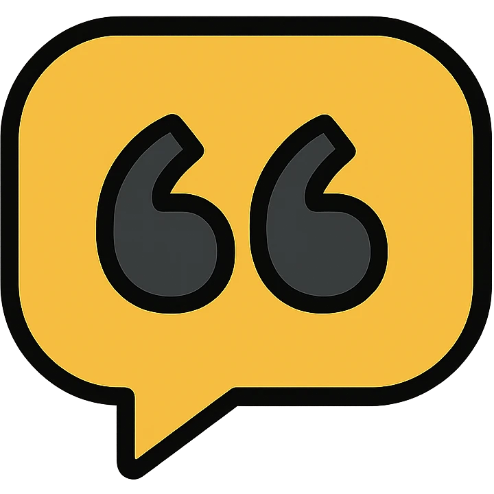 quotes icon in gold and black, outlined style emoji