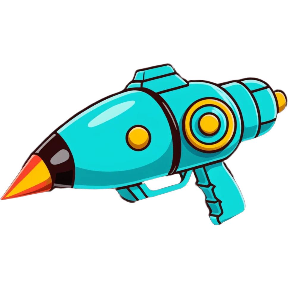 colorful cartoon raygun with retro sci-fi details emoji