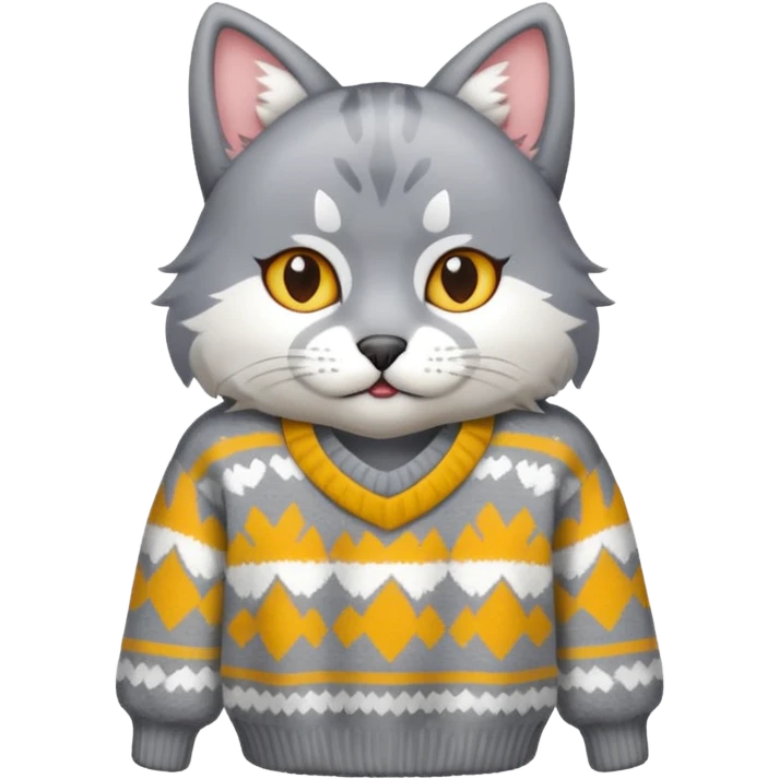  cat wearing a wolf-shaped sweater emoji