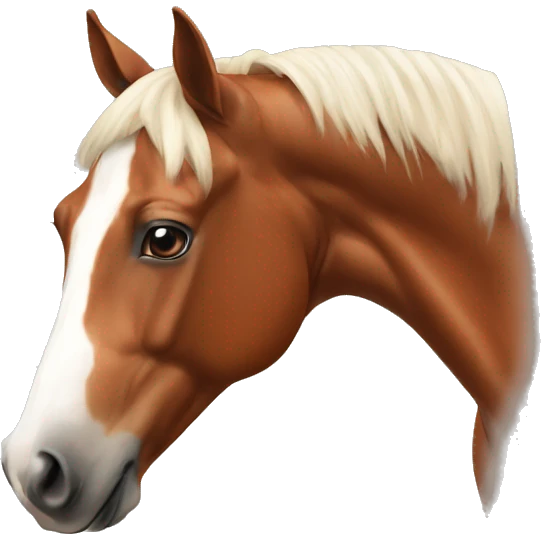 Chestnut horse with white, cheeky playful horse emoji