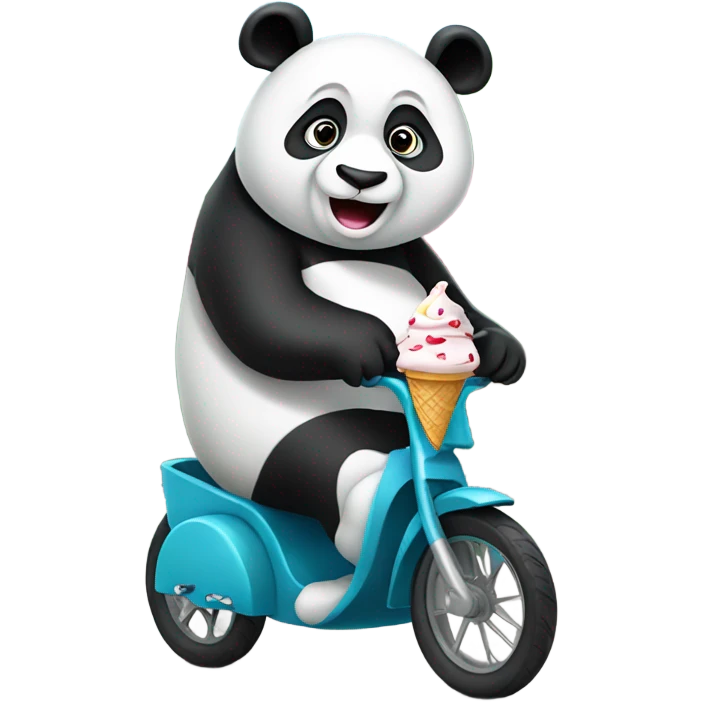 Panda eating ice cream on tricycle  emoji