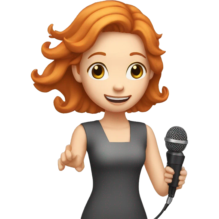 pretty GINGER girl holding mic making an announcement emoji