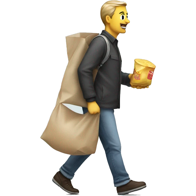 walking man with a food bag emoji