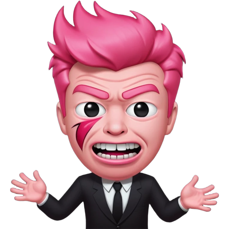 Rick Astley as traumatized pinkish red good but … trollface that fights the evil one and the background is pitch black and the entire picture including “Rick” is staticky and glitchy type emoji