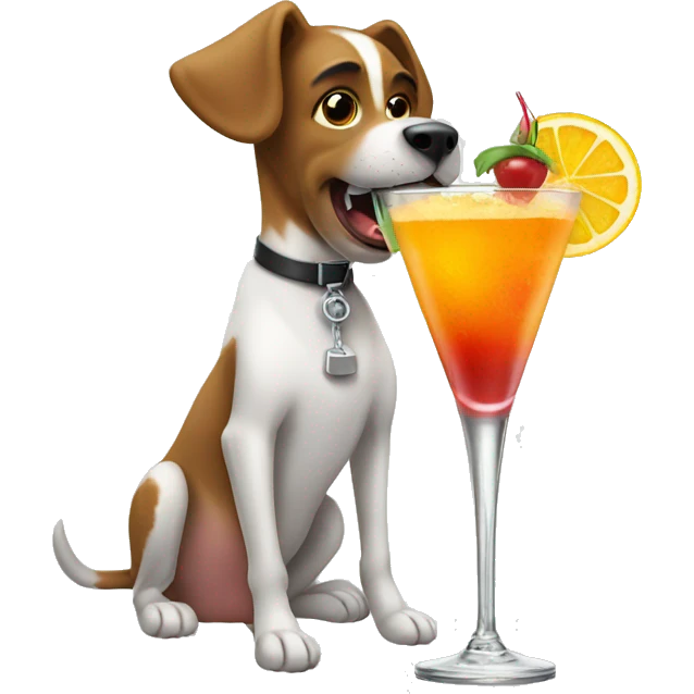 Dog drinking a cocktail emoji