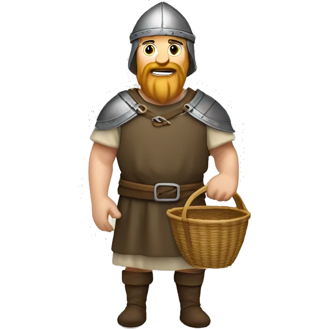 medieval market caucasian viking  visitor with a basket emoji