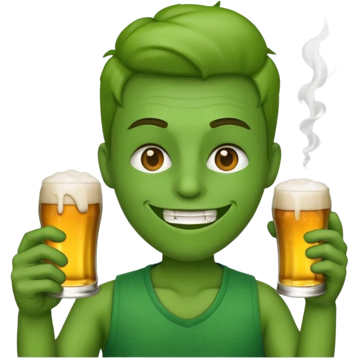 An emoji smoking a joint and holding a beer emoji