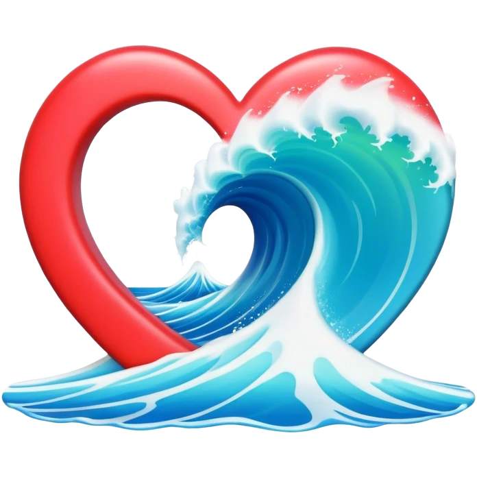 Surf wave in 3d heart emoji