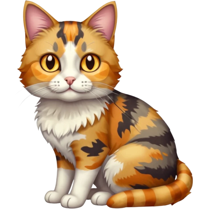 full body colourful light patched calico tabby cat with hazel eyes emoji