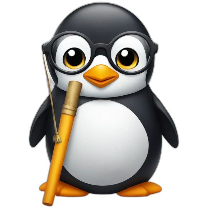 penguin with glasses and wand emoji