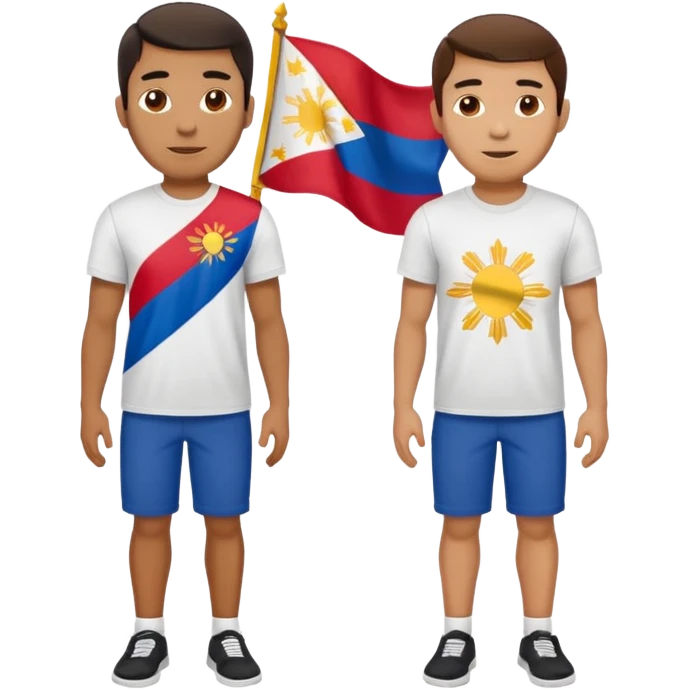2 male Best budd wearing tshirts, one had Philipines flag, the other spanish flag emoji