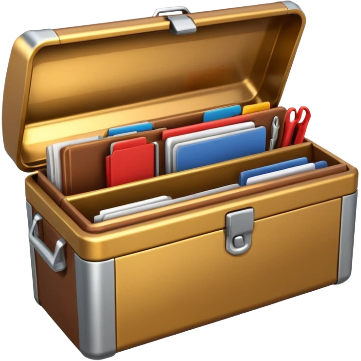 3D Brown golden toolbox filled with files emoji