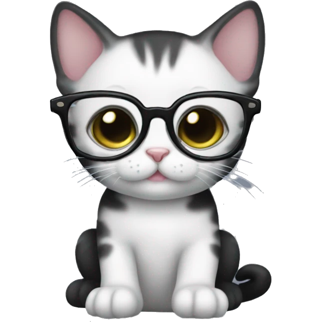 Baby balck cat with glasses emoji