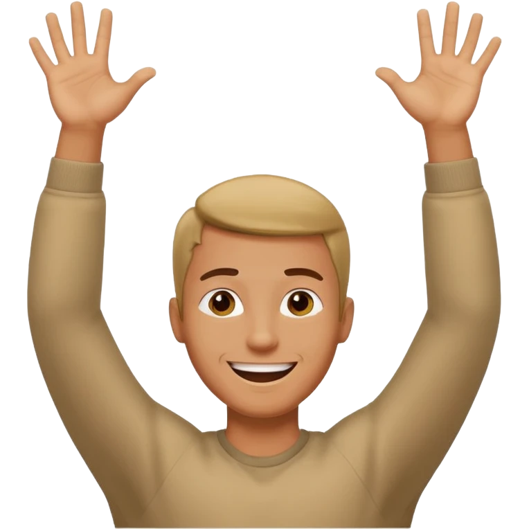 man raising his arms because of freedom emoji