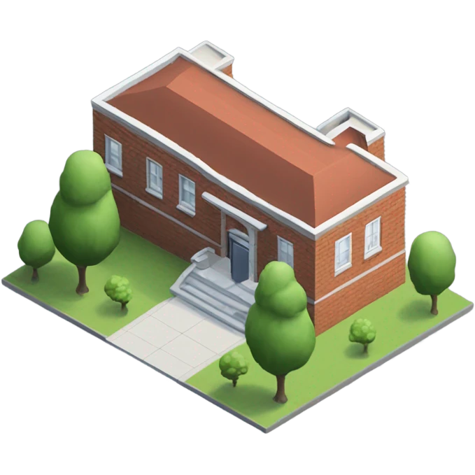 isometric redbrick modern single story building emoji
