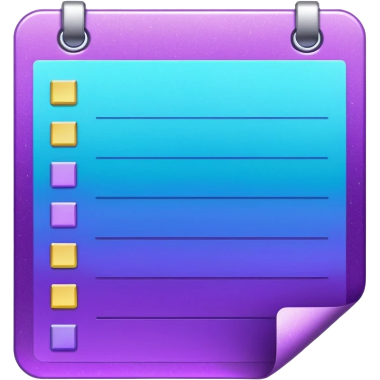 Glitter Purple and Cian spreadsheet paper list emoji