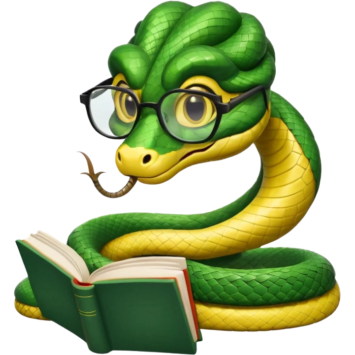 kitap okuyan gözlüklü yılan emoji