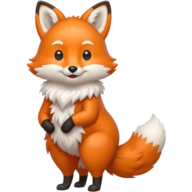 A cute fox emoji, full body, standing in side view. emoji