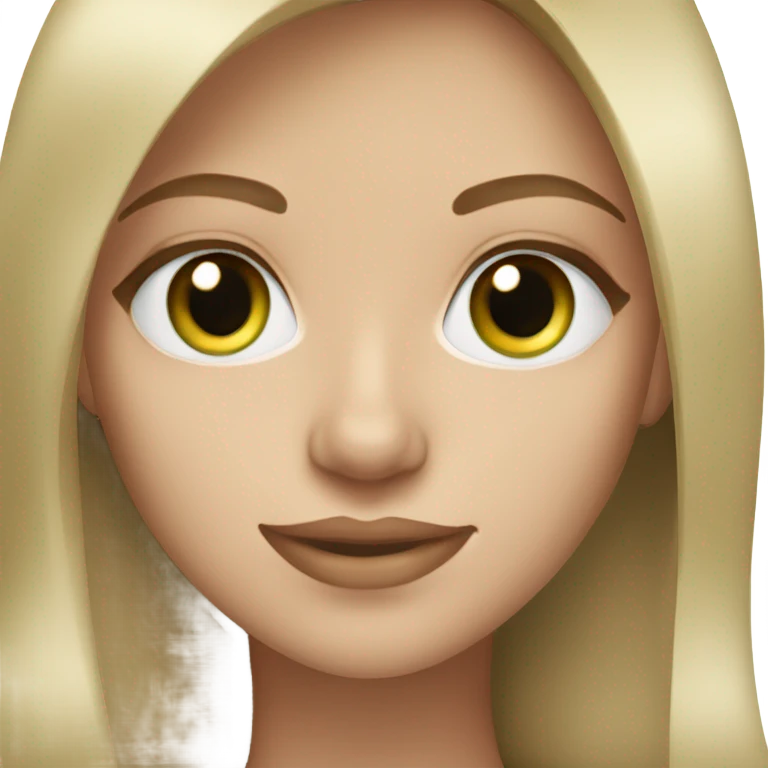 woman with green eyes and straight dark blond hair and beautiful lashes emoji