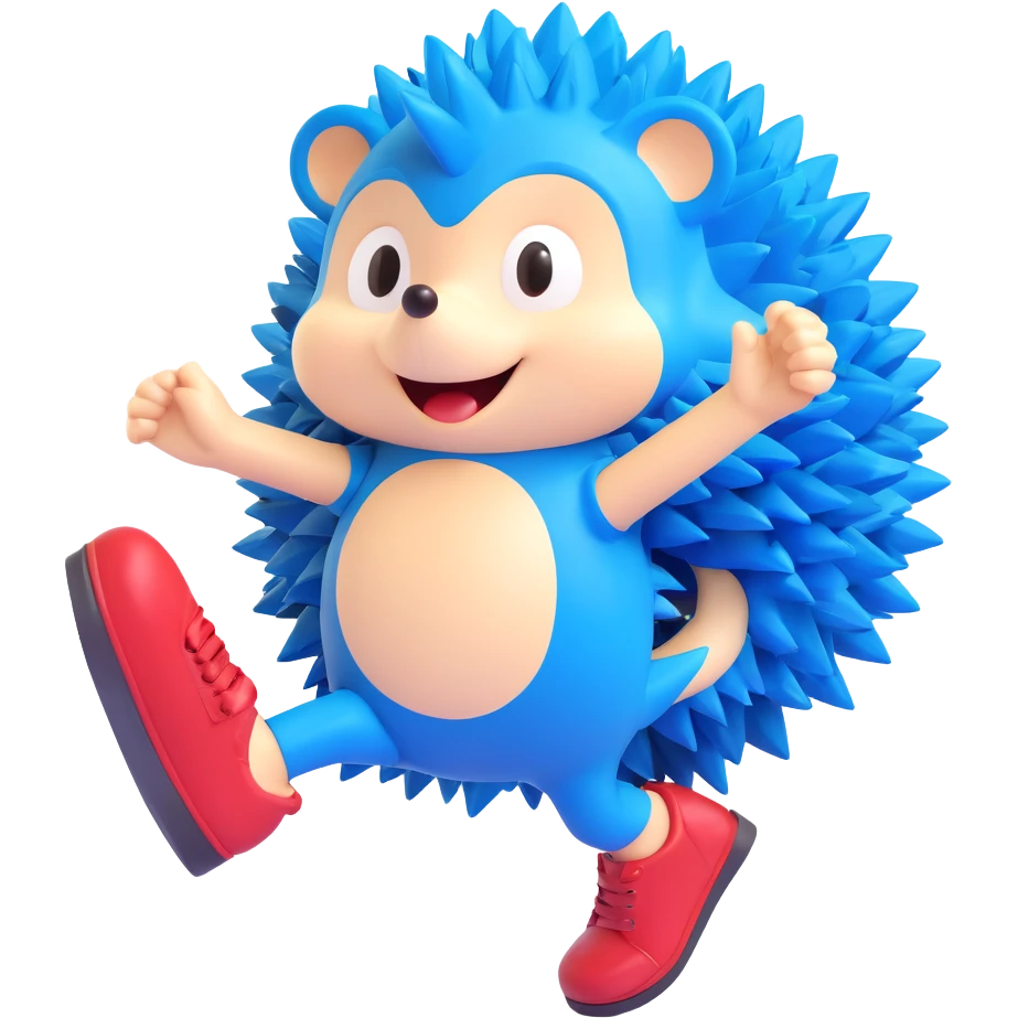 Sonic the Hedgehog, blue cartoon hedgehog with red shoes, energetic pose emoji